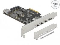 Delock PCI Express x4 Card to 4 x USB Type-C™ + 1 x USB Type-A - SuperSpeed USB 10 Gbps - Low Profile Form Factor