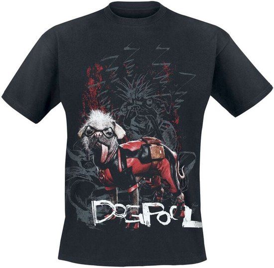 Deadpool Dogpool Unisex T-shirt - Zwart - XXL