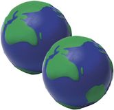 Giving Europe B.V. 2x anti-stress bal - wereldbol - 6,5 cm - pu schuim - knijp stressbal