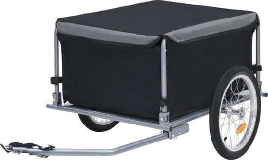vidaXL Fietstrailer 65 kg Zwart en Grijs