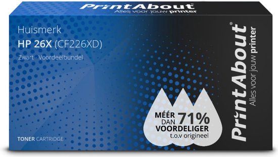 PrintAbout HP 26X (CF226XD) Toner Zwart Voordeelbundel 2-pack | Compatibel