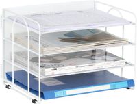 SnelShoppen - 4 Laags Desktop A4 Mesh Documenthouder - Papieren Organizer - Kantoor Bureau Tidy - Blanc Avec Solide Construction Métallique