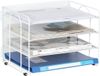 SnelShoppen - 4 Laags Desktop A4 Mesh Documenthouder - Papieren Organizer - Kantoor Bureau Tidy - Blanc Avec Solide Construction Métallique