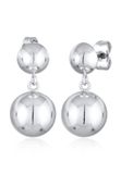 Elli - Oorbellen - Dames Oor Hanger Bol Rond Geo Trend Zilverkleurig
