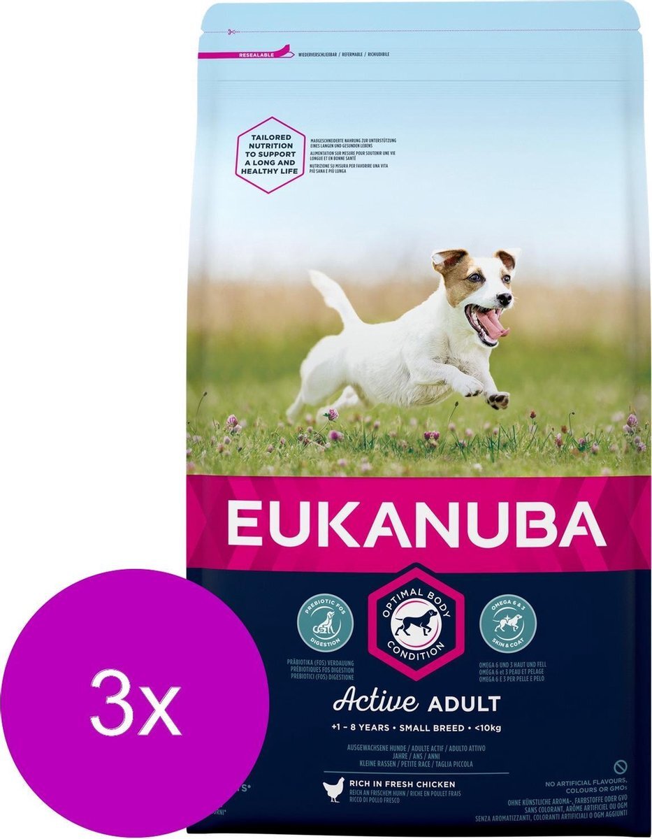 EUKANUBA Adult Small Breed Kip - Hondenvoer - 3 x 3 kg