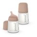 Suavinex, Set van 2 Zero anti-koliek flessen, aanpasbare zuiger (A) van siliconen, baby's + 0 maanden en pasgeborenen, speciaal voor borstvoeding, moedermelk en poeder, 180 ml, medium