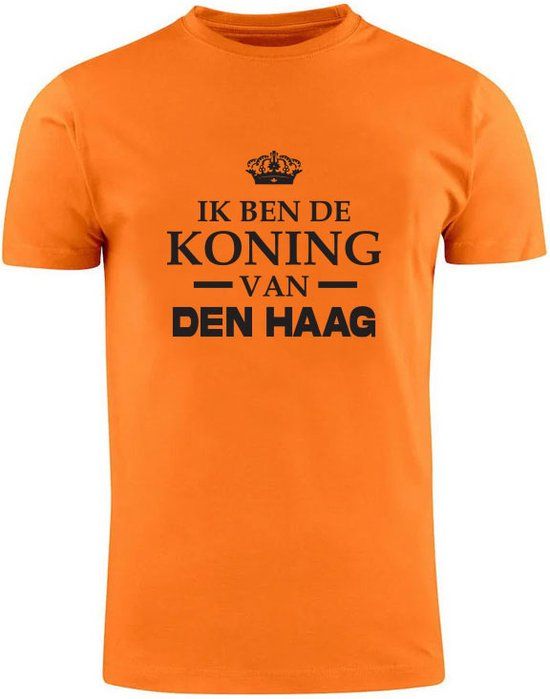 Ik ben de Koning van Den Haag Oranje Unisex T-Shirt - Katoen - Maat S