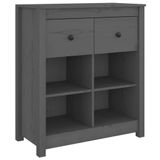 vidaXL Dressoir 70x35x80 cm massief grenenhout grijs