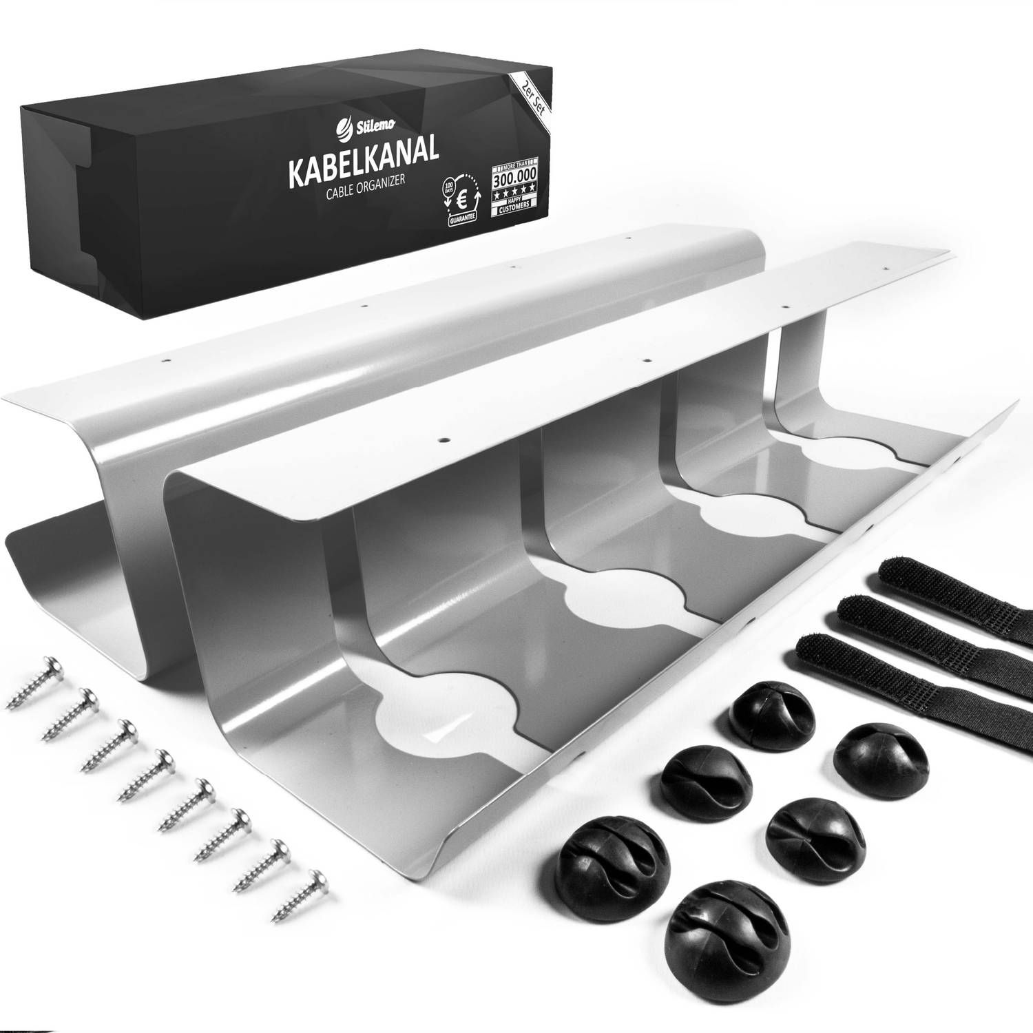 Stilemo kabelgoot bureau 2 delig - kabelhouder 43 cm - grijs