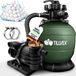 tillvex® Système de filtration à sable pour piscine avec minuterie Vert 13 200 L/h jusqu'à 40 000 L + 1200 g de balles filtrantes | Système de filtration à vanne 7 voies et adaptateur 2 en 1 Ø32-38 mm | Filtre de piscine auto-amorçant | Filtre à sable pour piscine