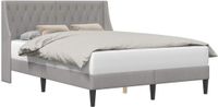 vidaXL Bedframe met hoofdeinde, lichtgrijs, 160 x 200 cm, fluweel