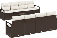 vidaXL Bankstel 7-delig 6 zitplaatsen Bruin en crème polyrattan