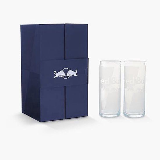 Red Bull Glazen Set van 2 - Wit - Glas - Cilinder - Vaatwasserbestendig - Red Bull Racing