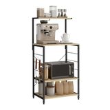 WOLTU Keukenrek, vrijstaand rek, houder voor magnetron, bakkerijrek, huishoudelijk rek, zwart