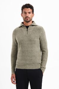 No Excess Wolblend trui met hoge ritskraag Sand XXL