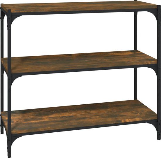 vidaXL Boekenkast Gerookt Eiken Hout en Staal 80x33x70,5 cm