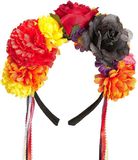 Widmann - Spaans & Mexicaans Kostuum - Hoofdband Bloemen Chiapas - Rood - Halloween - Verkleedkleding