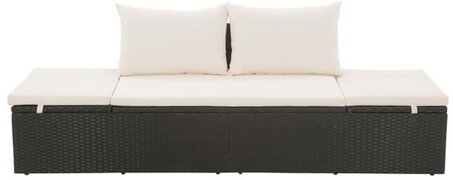 vidaXL Loungebed 195x60x60 cm zwart en crÃ¨mewit