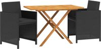 vidaXL 3-delige tuinset met kussens, zwart