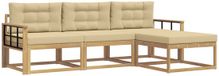 vidaXL - Buiten - bank - set - 4 - st - Wit - en - Beige - Polyester