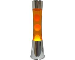 Fisura Lavalamp Zilver Met Met Oranje Vloeistof En Oranje Lava