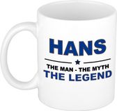 Bellatio Decorations naam cadeau mok - Hans - man myth legend - koffiemok - 300 ml - collega - vaderdag