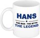 Bellatio Decorations naam cadeau mok - Hans - man myth legend - koffiemok - 300 ml - collega - vaderdag