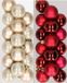 Decoris Kaemingk B.V. Kleine kerstballen - 32x st - champagne en donkerrood - D4 cm - kunststof - kerstversiering