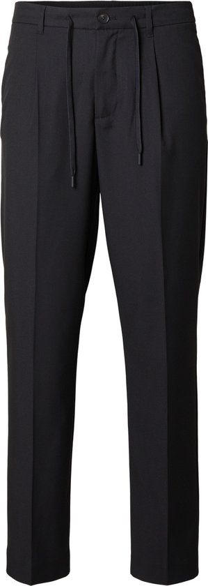 SELECTED HOMME Heren Chino Broek SLH190-REG TAPERED LEROY PLEAT tapered - Zwart - XL - Mannen