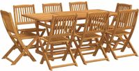 vidaXL 9-delige Tuinset Massief Acaciahout 180x90x75 cm
