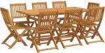 vidaXL 9-delige Tuinset Massief Acaciahout 180x90x75 cm