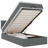 VidaXL Bed poef met matras en LED's donkergrijs 90x200 cm stof