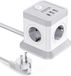 7-in-1 cube stekkerdoos USB - Bloc multiprise avec interrupteur - 5 prises et 4 ports USB - Blanc