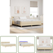 Éclairage Led Lit À Ressort Led Avec Matelas Crème 200 X 200 Cm Tissu
