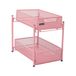 Mind Reader HCABASK2T-PNK kast, mesh opbergmanden organizer, thuis, kantoor, keuken, badkamer, staal, roze 2 niveaus heavy duty