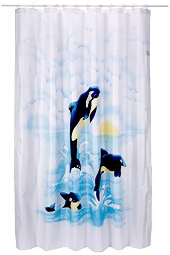Spirella Gordijn textiel Orca water 180 x 200 1231176 - wit - Estandar