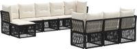 vidaXL Tuinbank - Set - 10 zitplekken - Zwart - Polyrattan