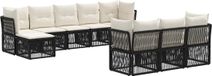 vidaXL Banc de jardin - Ensemble - 10 places assises - Noir - Polyrotin