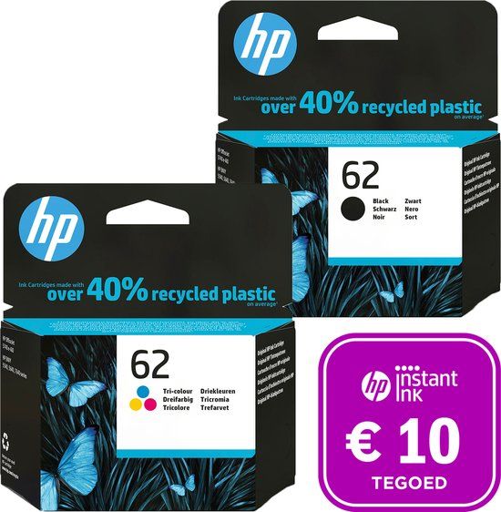 HP 62 - Inktcartridge kleur & zwart + Instant Ink tegoed - Origineel