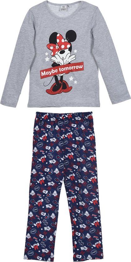 Minnie Mouse Pyjama - Grijs/Blauw - Maat 122/128 - Lange Mouw - Meisjes