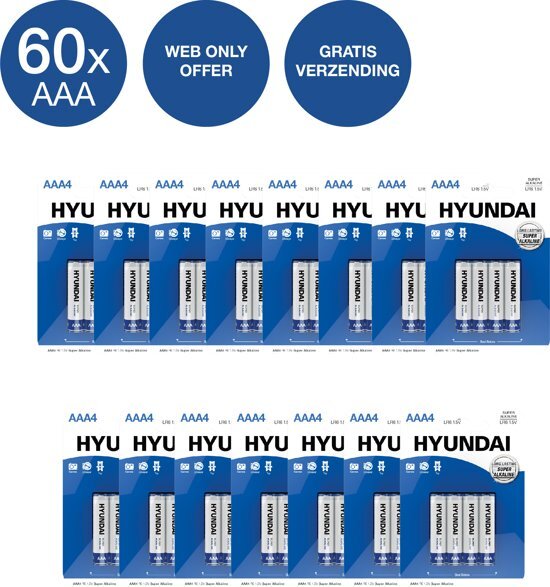 Hyundai Hyundai - AAA Batterijen - Alkaline - 60 stuks