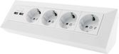 Prise murale d'angle avec 4 prises verrouillables et 2 ports de chargement USB 3.1A