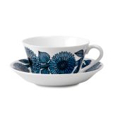 Gustafsbergs Porslinsfabrik Aster Blue Tasse à thé évasée Tasse + Soucoupe