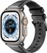 Strap-it leren bandje geschikt voor Apple Watch Ultra - Zwart - 49mm
