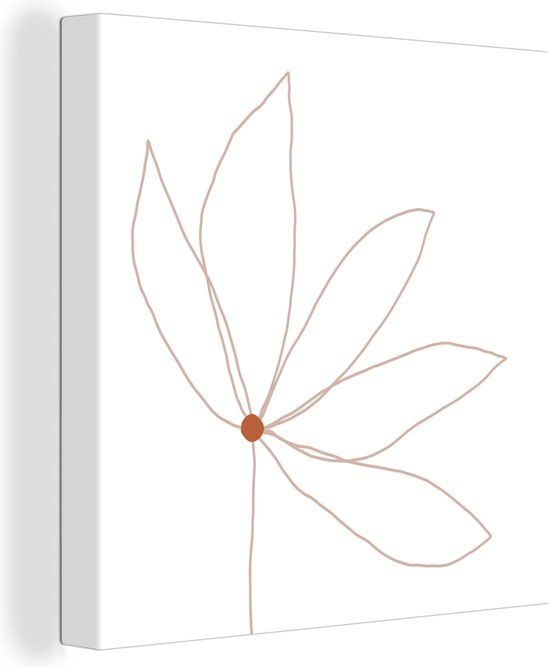 OneMillionCanvasses Canvas Schilderij Minimalisme - Bloemen - Line art - 90x90 cm - Wanddecoratie