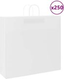 vidaXL - Papieren zakken - 250 stuks - met hengsels - 54x15x49 cm - wit