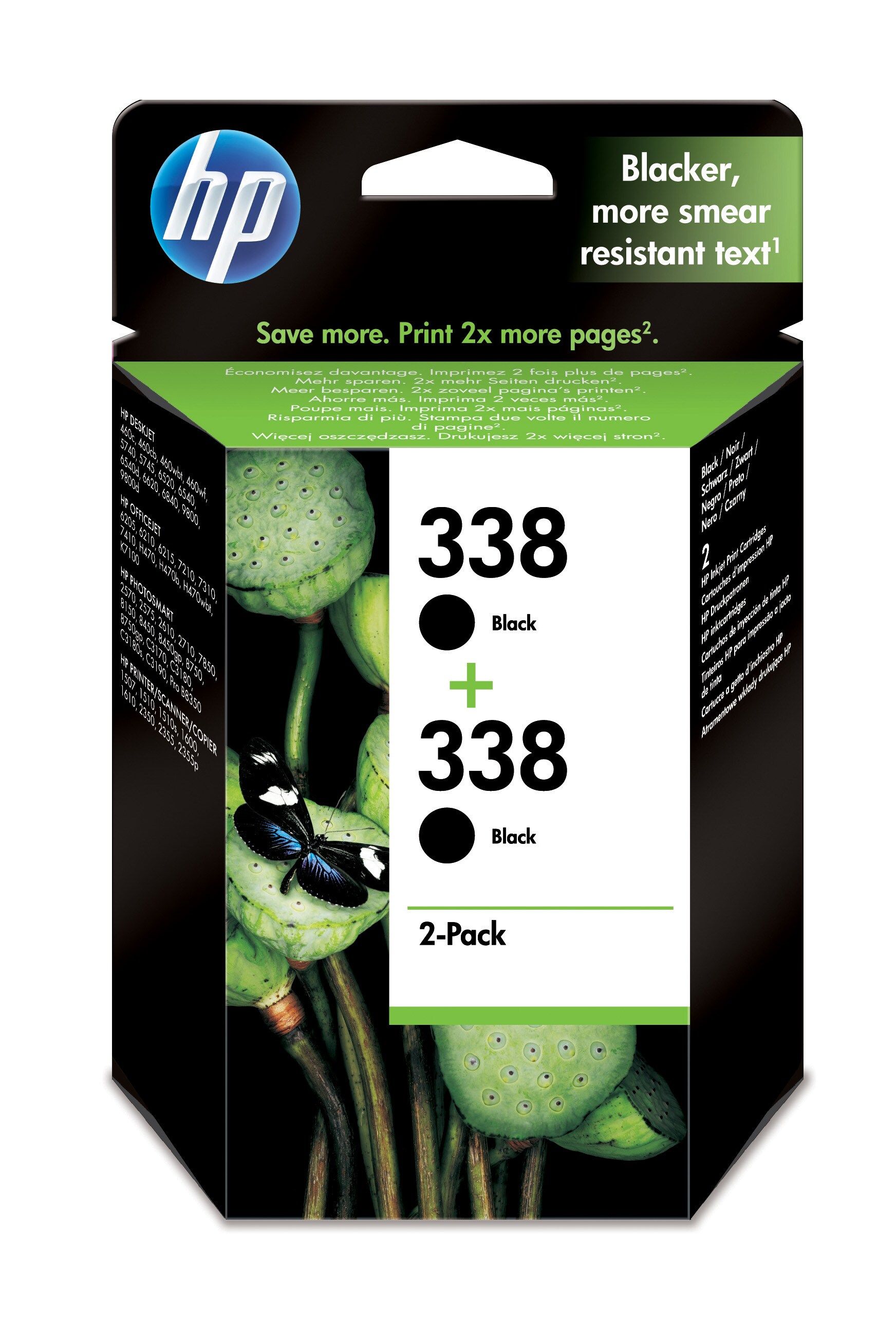 HP 338 Black Ink Cartridges - 2 Pack