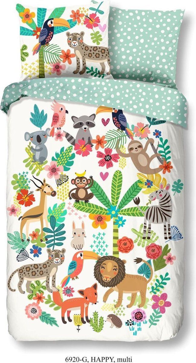 Good Morning Happy Dekbedovertrek Eenpersoons 140x200/220 cm + 1 kussensloop 60x70 cm - Multi