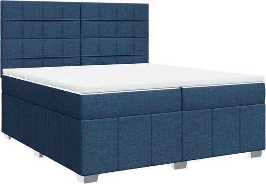 vidaXL Boxspring met matras stof blauw 200x200 cm