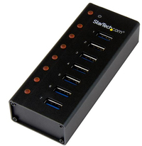 StarTech.com 7-poorts USB 3.0 hub op een desktop of op de wand monteerbare metalen behuizing